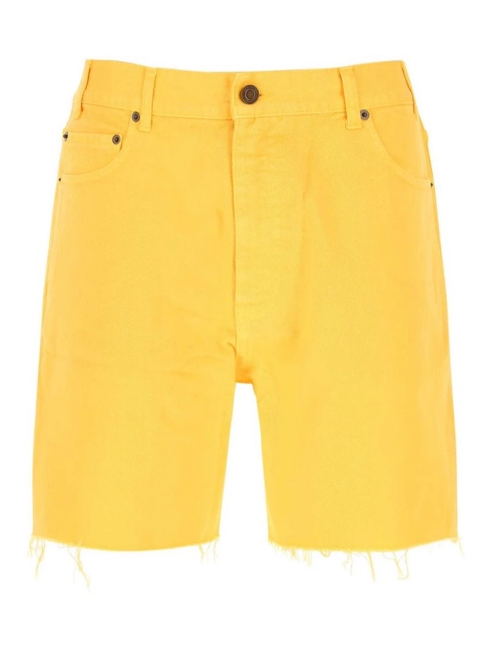 NEW Saint Laurent Men's Stonewash Denim Baggy Shorts in 7040 Bright Yellow 32